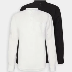 Pier One Linen Cotton Mix 2 Pack - Overhemd - White/Black