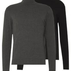 Pier One 2 Pack - Basic Turtleneck - Trui - Black/Mottled Dark Grey