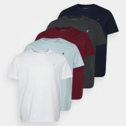Pier One 5 Pack - T-Shirt Basic - White/Mottled Dark Grey/Bordeaux -Pier One-Winkel 9a68ad18204f43e0abb4813a31752b65 scaled