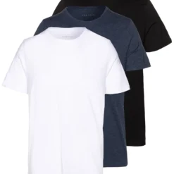 Pier One 3 Pack - T-Shirt Basic - Black/White/Blue