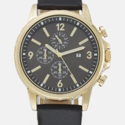 Pier One Unisex - Chronograaf - Black/Gold-Coloured