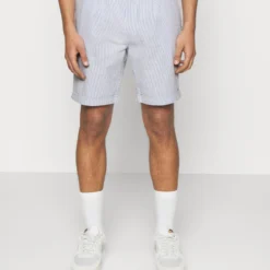 Pier One Pleated Seersucker Short - Shorts - Blue